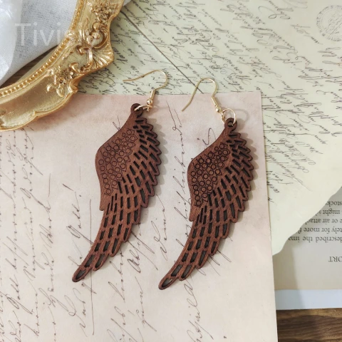 Classic Fashion Wood Wings Cutout Earrings